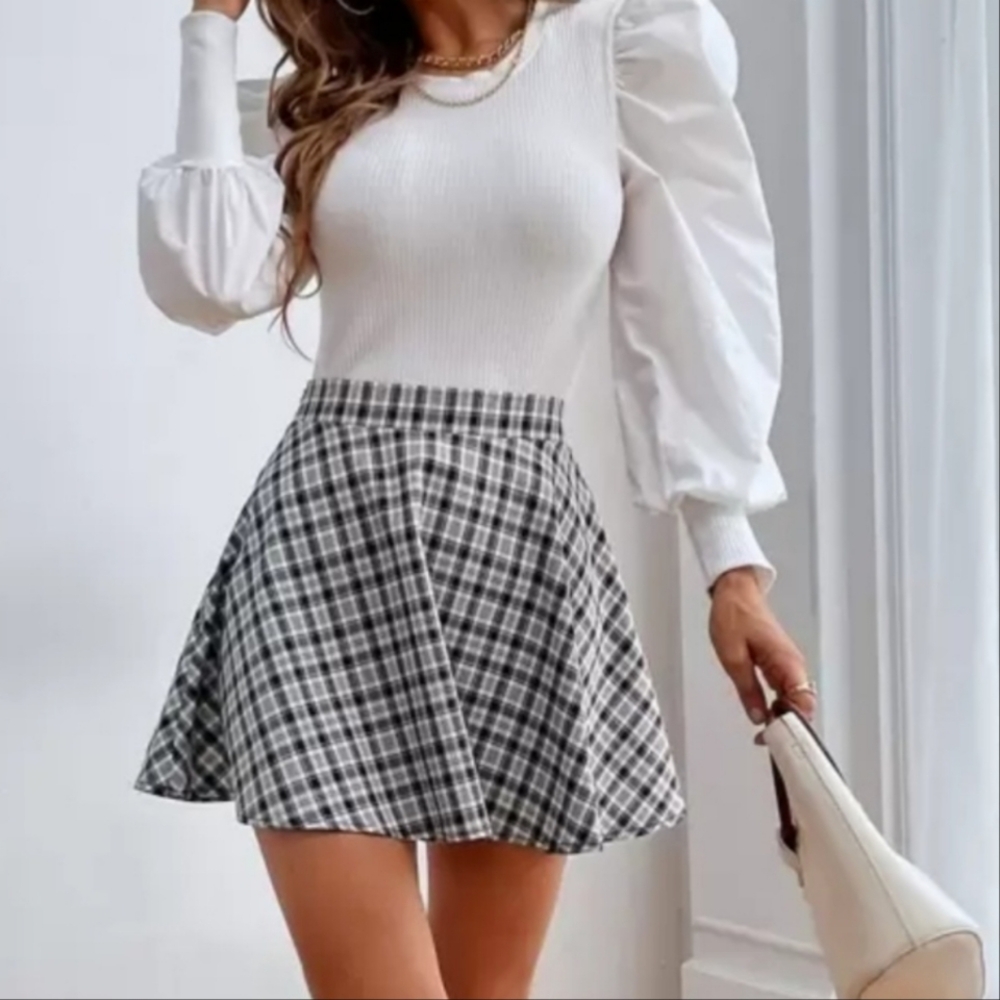 Shein Plaid Preppy Black & White Clueless Mini Skirt – Size Medium